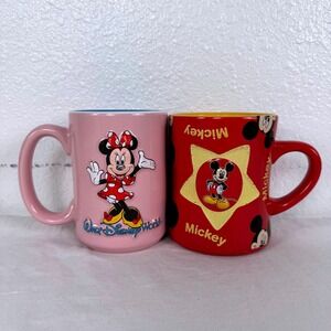 Vintage Disney Mickey‎ Minnie Mouse Coffee Mugs Set of Two